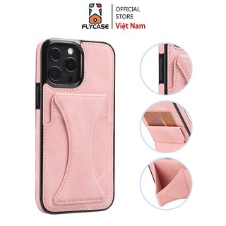 Ốp Điện Thoại Da FLYCASE Có Giá Đỡ Hình Chữ U Cho iPhone 13 14 15 16 Pro Max