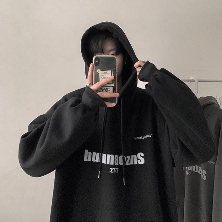 Áo Hoodie Màu Xanh Dương In Chữ bumn Phong Cách Hip Hop Đường Phố Hàn Quốc Thời Trang Cho Nam