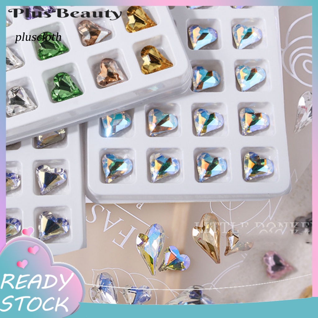 Bộ 20 Phụ Kiện Trang Trí Móng Tay Hình Trái Tim 3D Màu Sắc