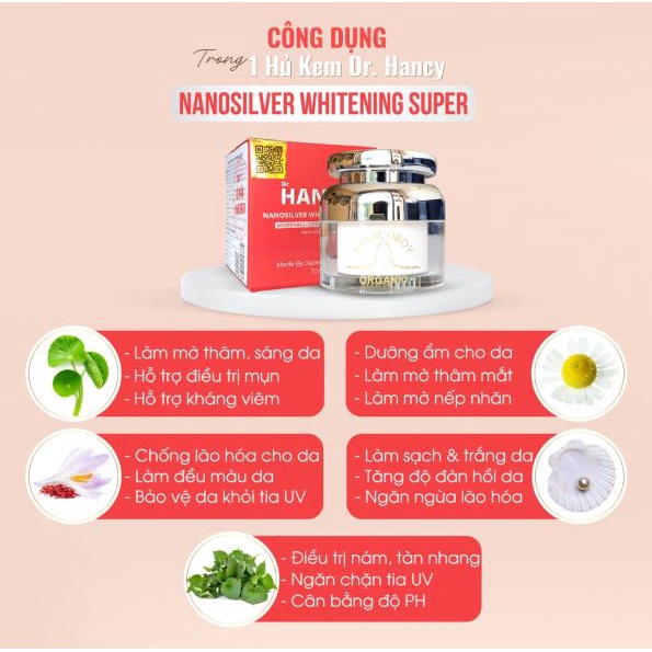 KEM DƯỠNG TRẮNG DA DR.HANCY NANOSILVER WHITENING SUPER 30ML