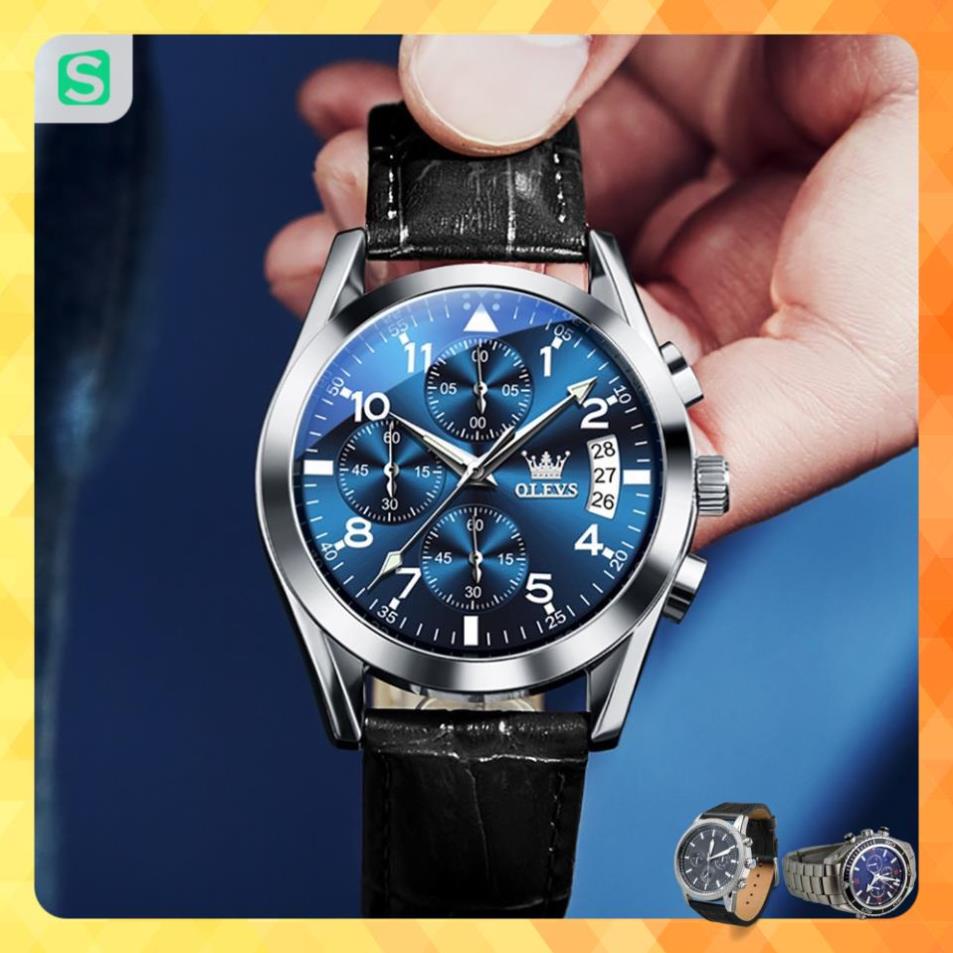 Đồng hồ nam chính hãng OLEVS 2878 dây da bò  chống vô nước sâu  hiệu ứng phát sáng