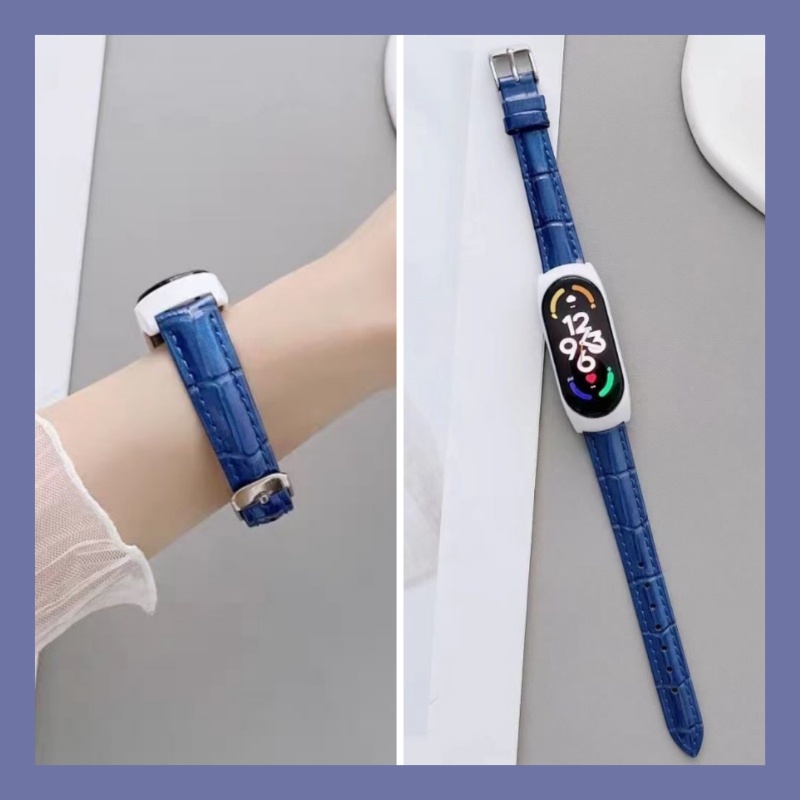 Dây Đeo Thay Thế Chất Liệu Da Cá Sấu Cho xiaomi Mi band 7 xiaomi Mi band 5 6 Miband 3 4