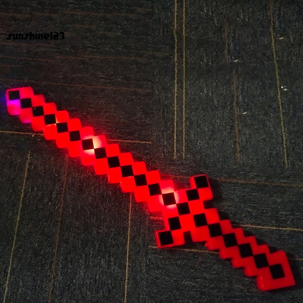 Kiếm Đồ Chơi Phát Sáng Phong Cách Mosaic Chủ Đề Minecraft