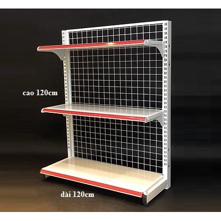 Mâm kệ siêu thị chiều dài 70, 90, 120 cm- rộng 30 cm kèm 2 tay bass