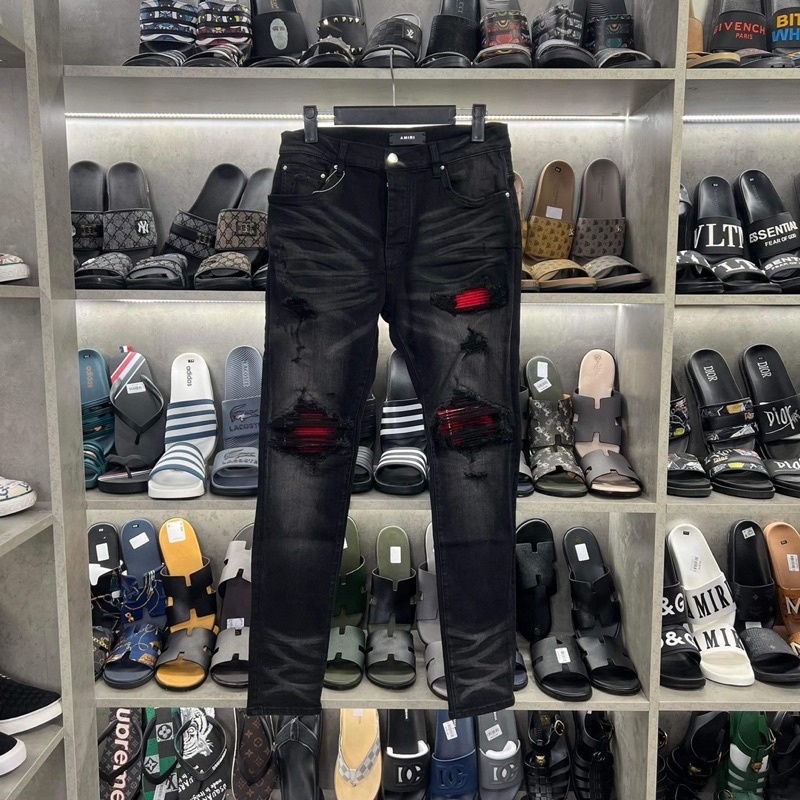 Quần bò Amiri likeauth rách vá đỏ giá rẻ 6705, quần jeans nam 4 cúc cháy phố, Bin Store