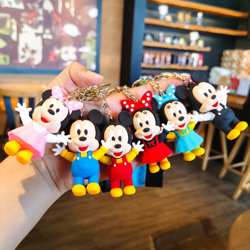 DISNEY Móc Khóa Hình Chuột Mickey Minnie Dễ Thương
