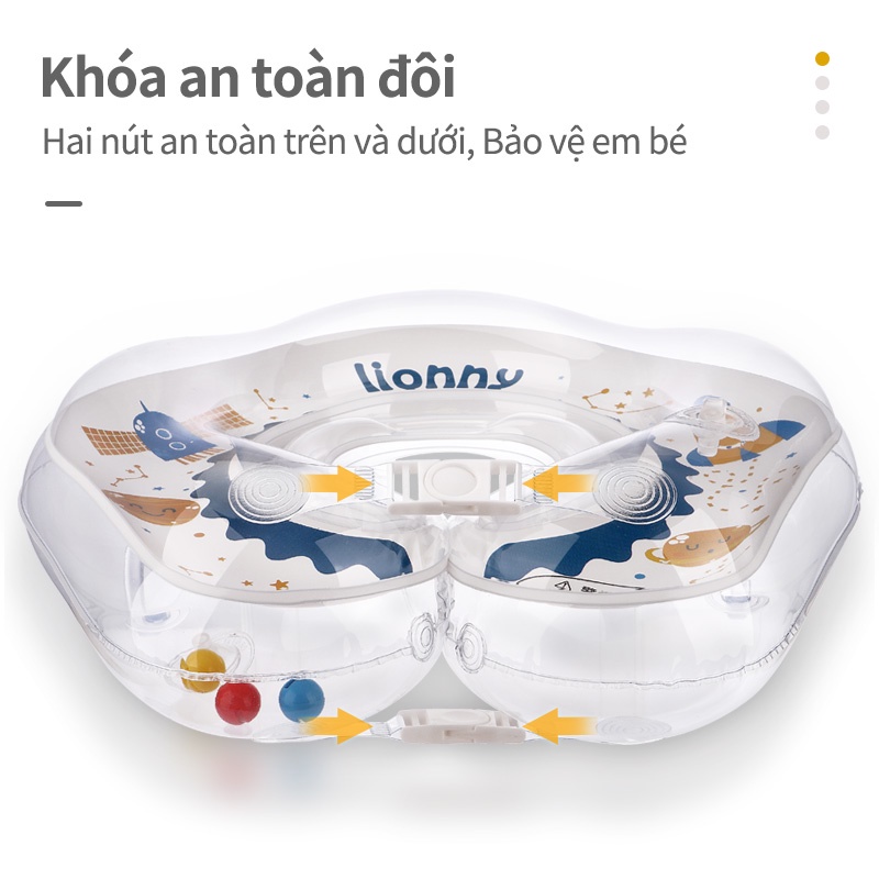 Phao Bơi Đeo Cổ Trong Suốt Hình Tròn In Hoạt Hình Dành Cho Bé Sơ Sinh 0-8 Tháng Tuổi