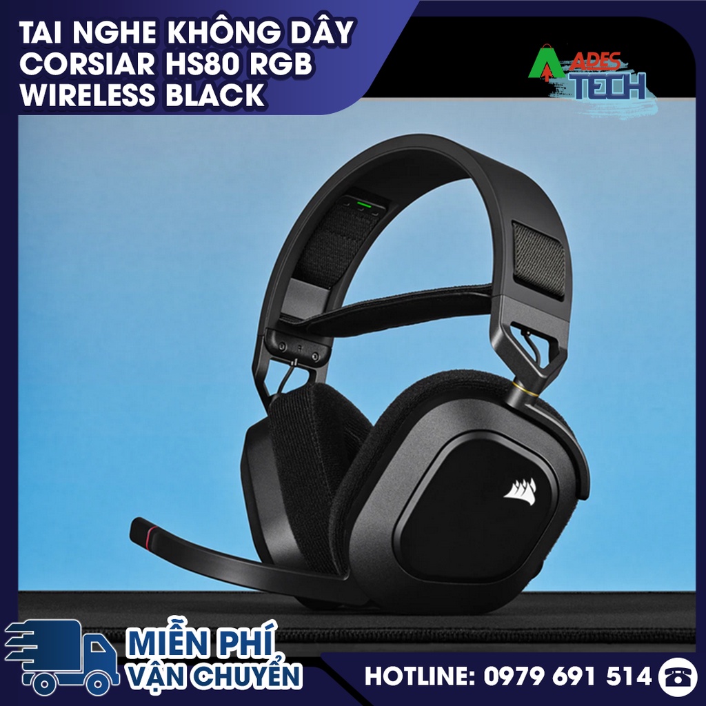 ✔️TTai nghe Corsair HS80 RGB Wireless Black Carbon ✔️Âm thanh vòm chân thực✔️BẢO HÀNH 24 THÁNG