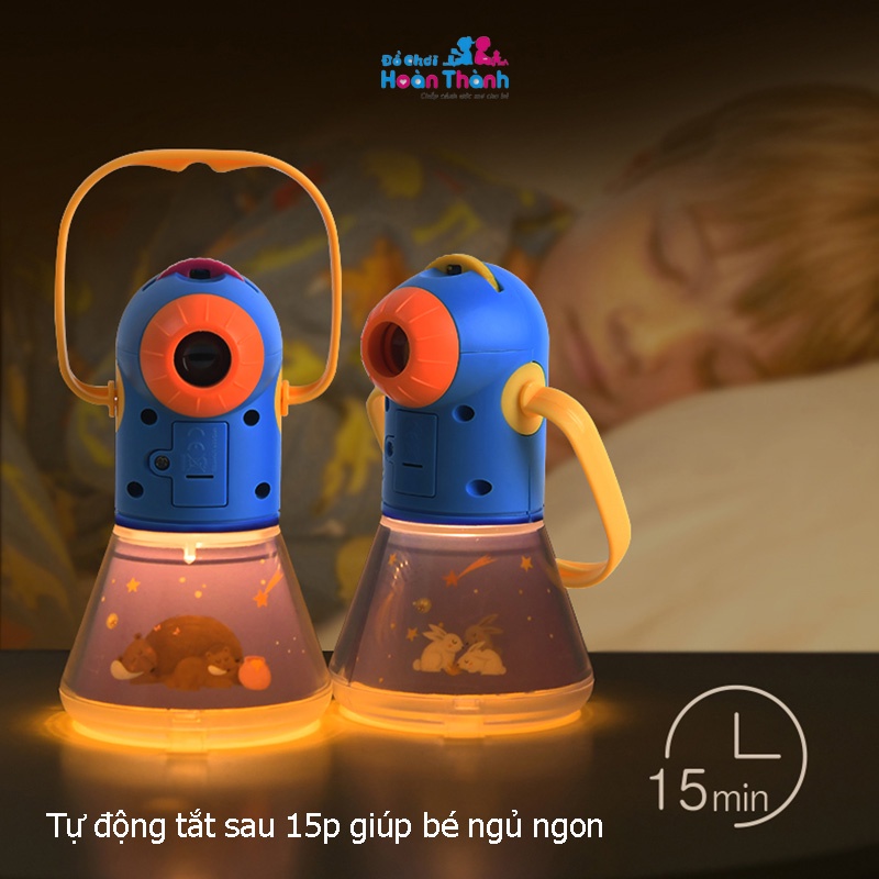 Máy chiếu kể chuyện cho bé, chiếu hình, gồm 12 chuyện cổ tích kết hợp đèn ngủ tự động tắt