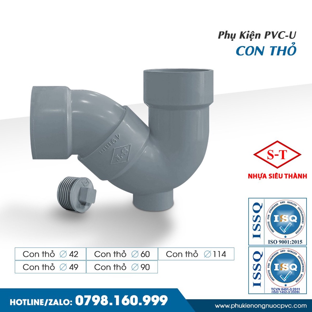 [Nhựa Siêu Thành] Con thỏ nhựa PVC 42,49,60,90,114 chống hôi, khử mùi hệ thống ống thoát nước