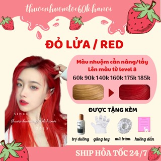 Thuốc nhuộm tóc màu Red Fire, Đỏ Lửa, Đỏ Mặt Trời, Đỏ Rực kèm trợ dưỡng găng tay