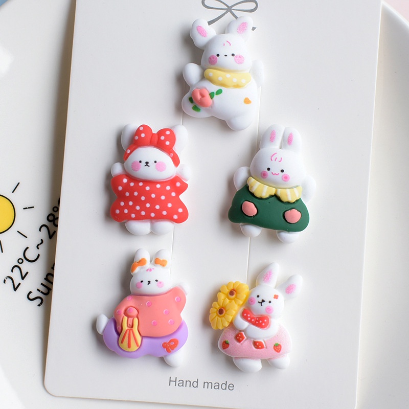 Bộ 10 Miếng Dán Trang Trí Điện Thoại / Sổ Tay Hình Thỏ Mặc Váy Dễ Thương Diy