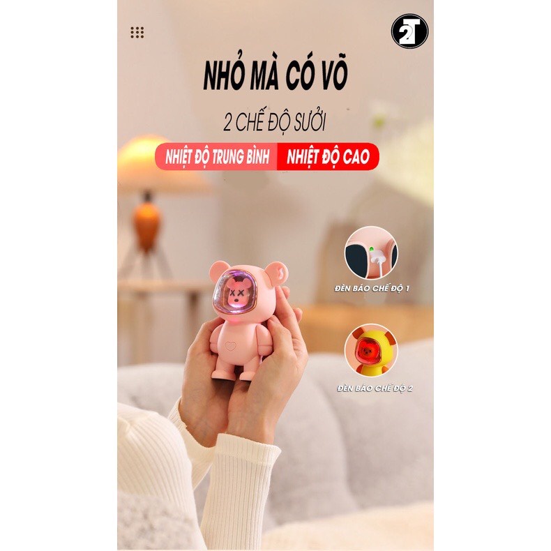 [New] Máy Sưởi Mini Cầm Tay Hình Gấu 2 Mức Nhiệt Đa Chức Năng : Sưởi Ấm Tay, Chườm Bụng Thiết Kế Nhỏ Gọn Tiện Dụng