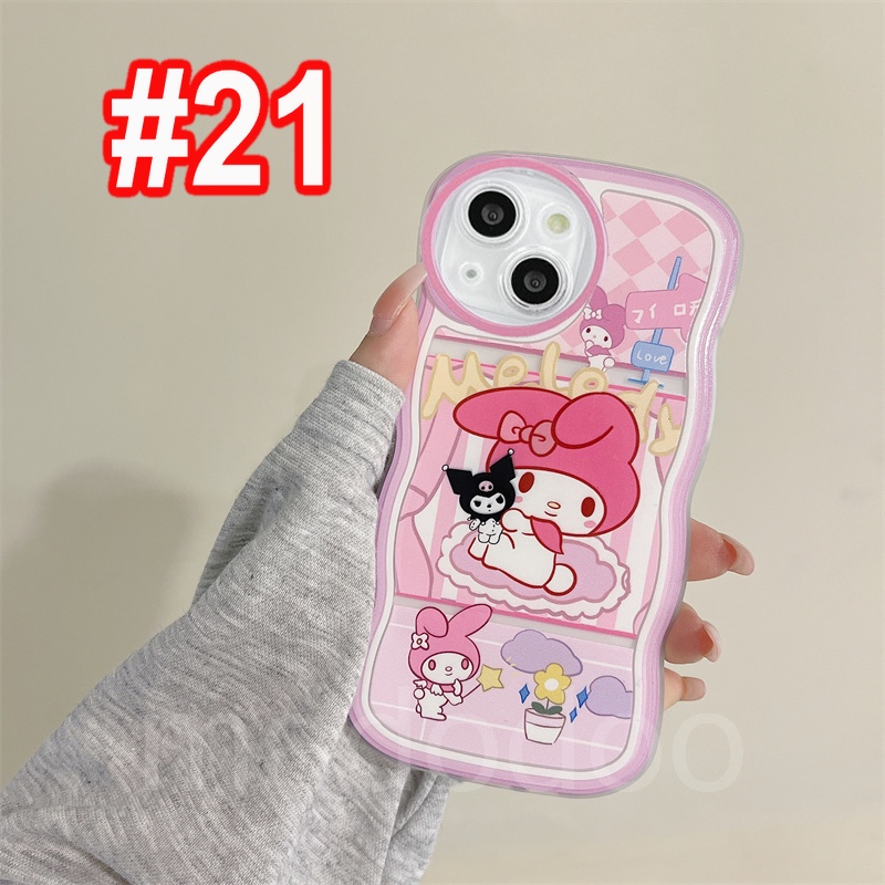 Clear Casing Realme C53 C55 C30S C33 C31 C35 Narzo 50A 50i Prime C21 C21Y C25Y C20 C11 2020 2021 C17 9Pro+ 5G 9 10 4G 8 7i 5 5i 5s 6i 6 C2 C1 3 2 Pro U1 Cute Cartoon Kuromi Waves Edge Round Fine Hole Airbag Shockproof Soft Phone Case Cover BW 21