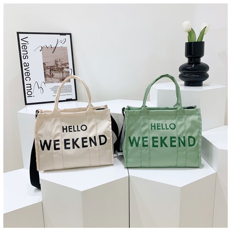 Túi xách tay YADOU canvas màu trơn in chữ cái sức chứa lớn thời trang đơn giản