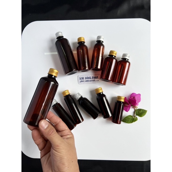 LỌ NHỰA NÂU NẮP NHÔM CHIẾT MỸ PHẨM - Chai nhựa PET nâu Nắp bật 10ml / 20ml / 30ml / 50ml / 100ml Đựng nước