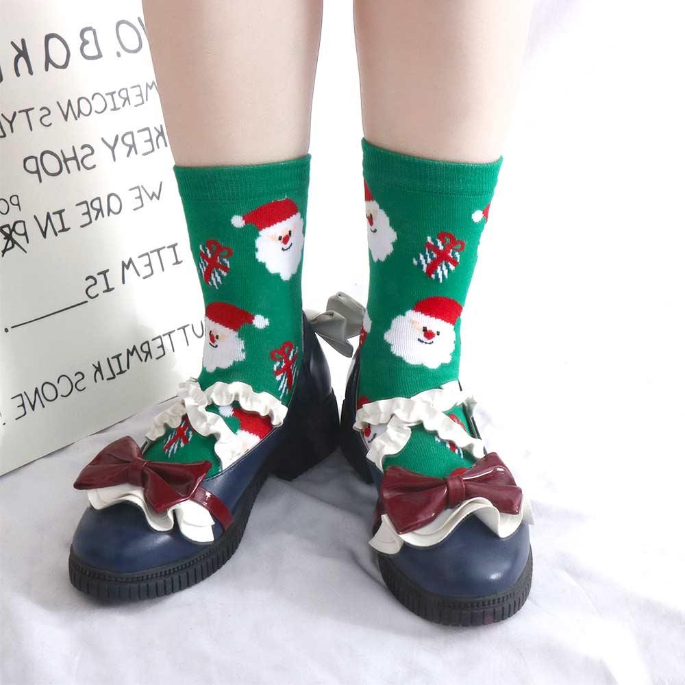 EXPEN Đôi Vớ Cotton HọA TiếT GiáNg Sinh Dễ Thương Cho Nữ