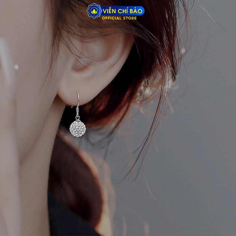 Bông tai bạc nữ Globular đính đá óng ánh chất liệu bạc 925 thời trang phụ kiện trang sức nữ Viễn Chí Bảo B400373