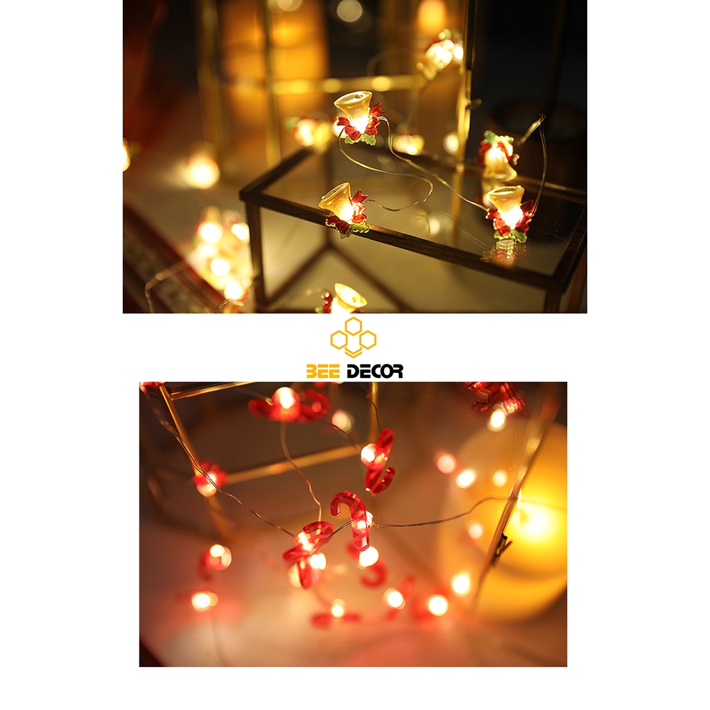 LED dây đom đóm fairy trang trí Giáng sinh hình Ông già Noel, Tuần lộc, người tuyết - Đèn led giáng sinh noel