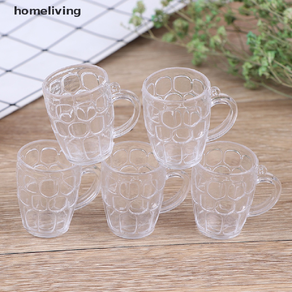 Set 5 Ly Rượu / Bia Bằng Nhựa Trong Suốt Tỉ Lệ 1: 12 Trang Trí Nhà Búp Bê