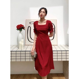 Đầm dáng dài cổ vuông tay nơ ENVY D90 hàng thiết kế