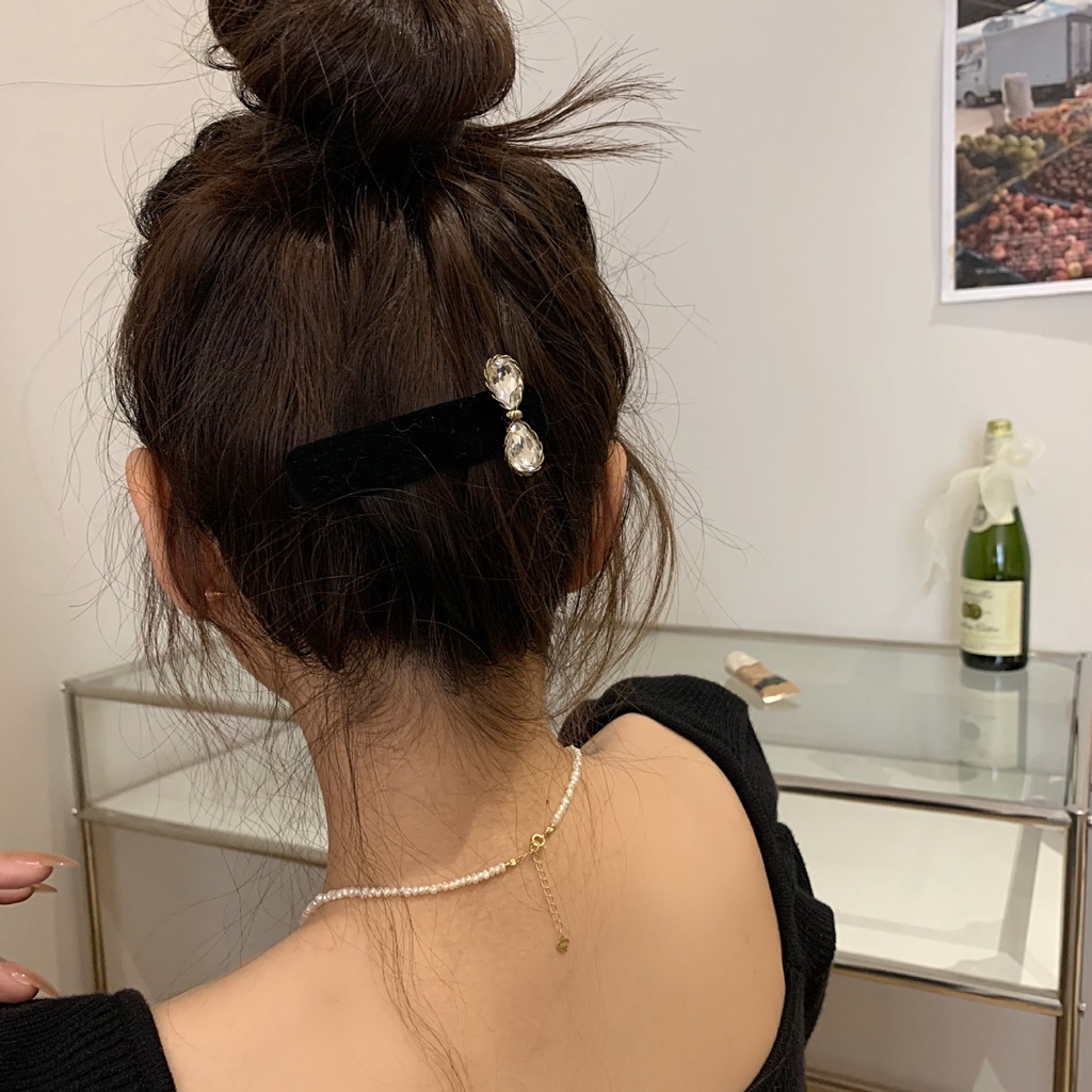 Kẹp Tóc Đính Nơ Vải Nhung Phong Cách Retro Cho Nữ