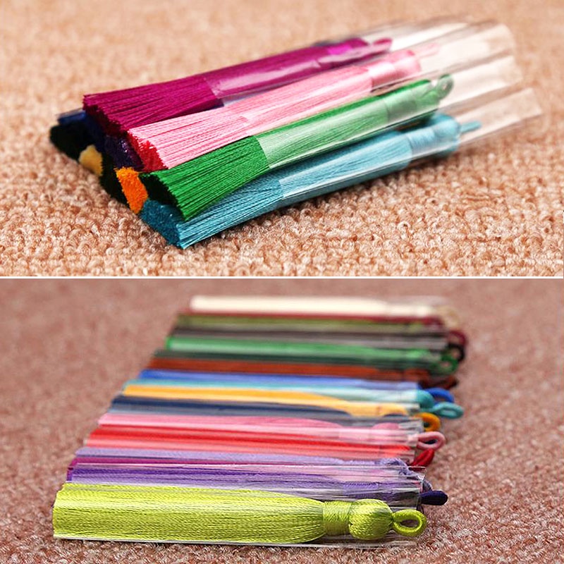 1 Mặt Dây Chuyền Tua Rua Lụa Dài 8cm Phong Cách Bohemia Tự Làm Trang Sức Thủ Công