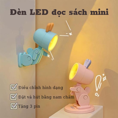 Đèn LED mini đọc sách hình chú chó, hươu dễ thương, có khớp điều chỉnh đa dạng màu sắc dùng decor bàn học bàn làm việc