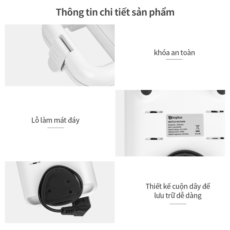 Máy làm bánh quế SIMPLUS HFBJ001 chuyên dụng dành cho nhà bếp