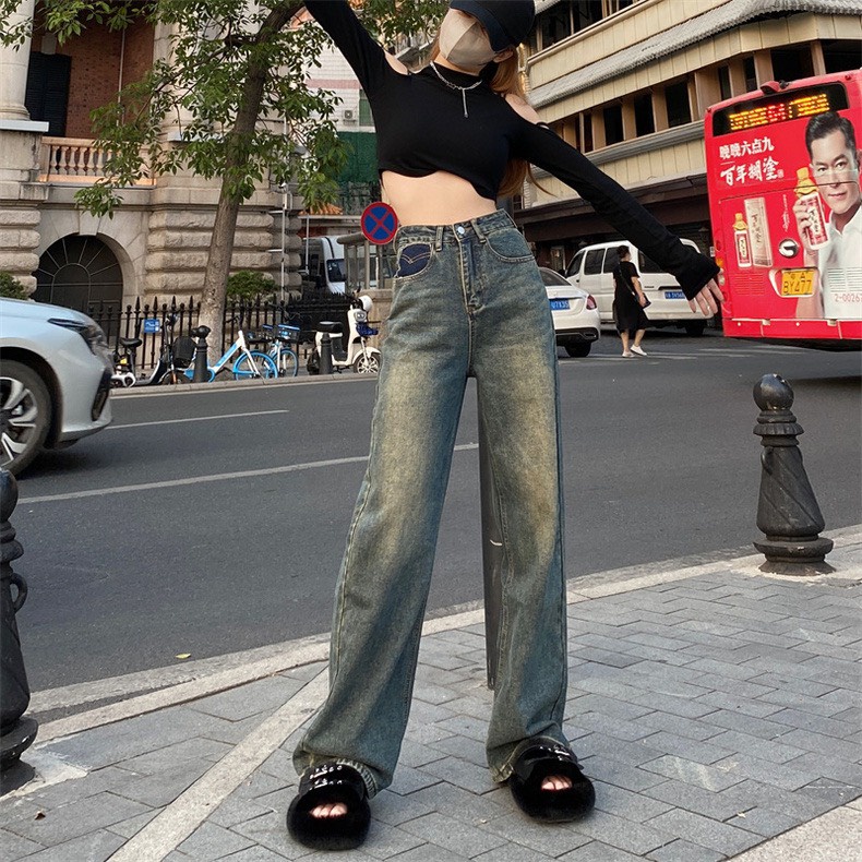 Quần Jean Ống Rộng Túi Sẫm LSEOUL J0772 Kiểu Basic Cá Tính Năng Động Dễ Phối