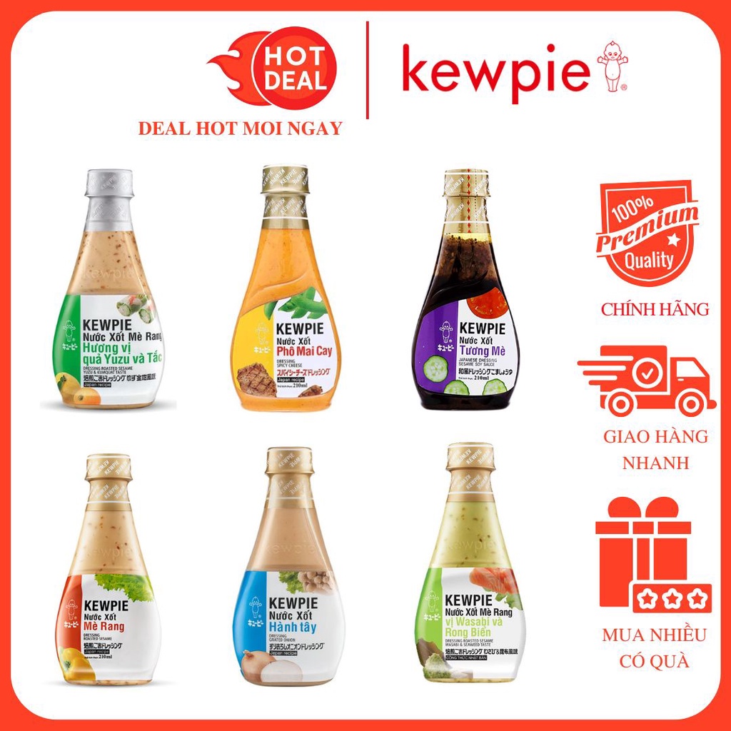 Nước Sốt KewPie Nhật Bản Đủ Vị Phô Mai/Mè Rang/Hành Tây/Tương Mè Chai 210ML