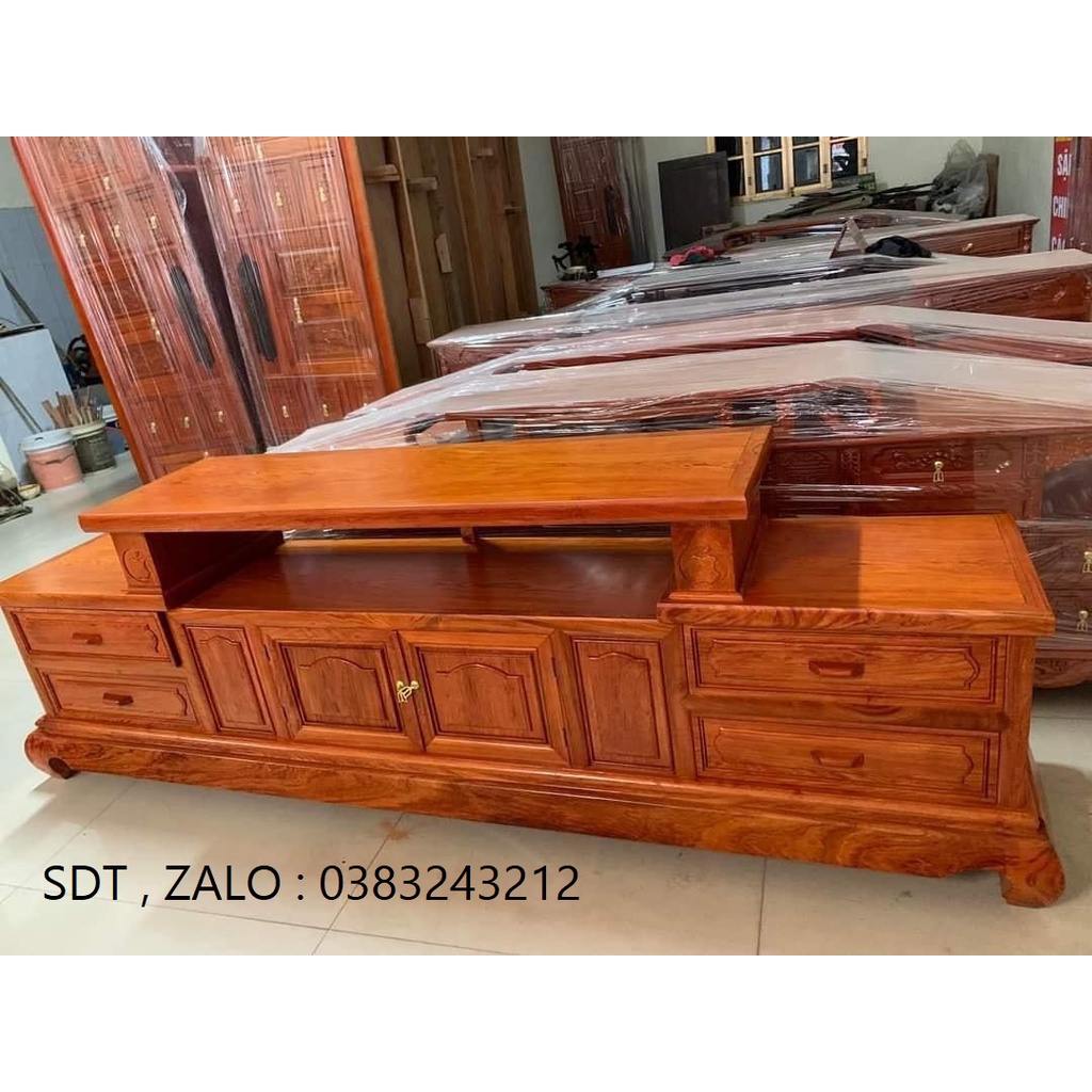 kệ tivi gỗ gõ đỏ 2m2 kệ gỗ phòng khách