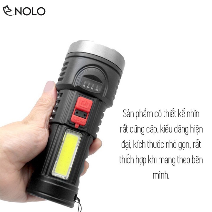 Đèn Pin Cầm Tay Sạc LED OSL COB Siêu Sáng 4 Chế Độ Sáng Model L822 Dung Lượng Pin 700mah Có Báo Mức Pin Vỏ Nhựa ABS
