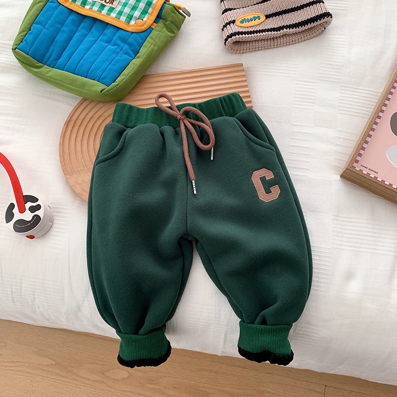 Quần dài nỉ bông cho bé trai bé gái CHỮ siêu mềm đẹp cho bé diện thu đông 8-20kg