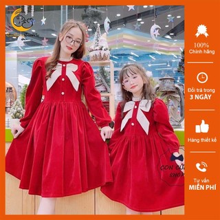 Váy nhung mẹ con size đại Set váy đôi mẹ và con gái đi chơi, dạo phố, đi tiệc