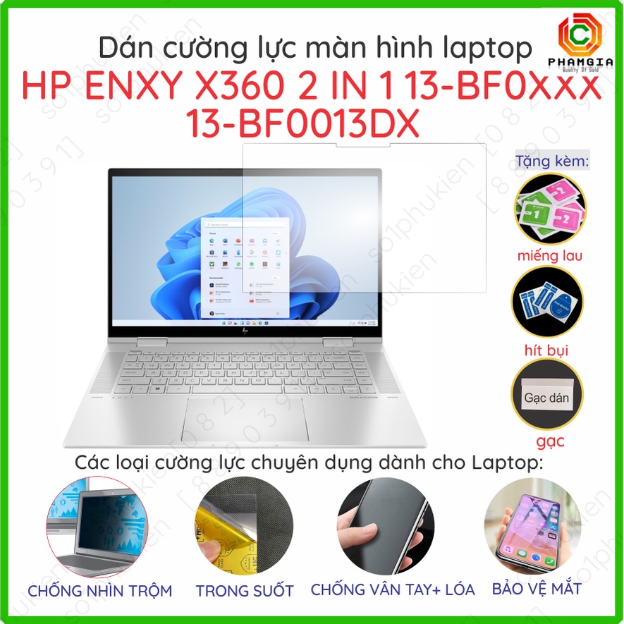 Dán cường lực màn hình HP Envy X360 2in1 13 BF0XXX/13 BF0013DX/ convertible 13m BD1XXX/ Convert 13BD0XXX nano trong suốt