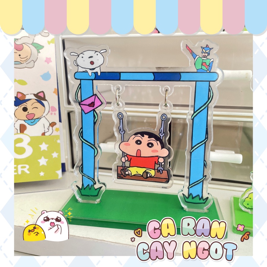 Mô hình Standee Xích Đu Acrylic Cậu bé bút chì Shin-Chan Gà Rán Cay Ngọt dễ thương