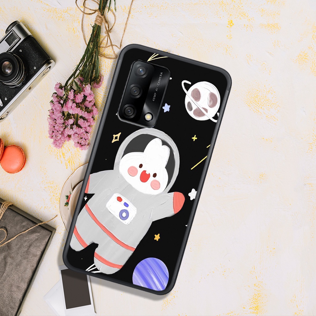Ốp Lưng OPPO A74 4G - A74 5G - A95 4G - A95 5G - A94  , In Hình Phi Hành Gia Gấu&Thỏ đẹp.