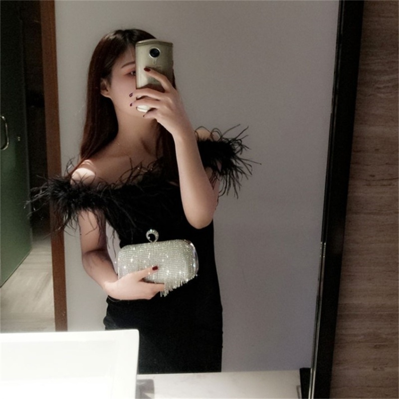 Youyo Ví Cầm Tay Phối Dây Xích Lấp Lánh Dạ Tiệc Tối Cho Nữ