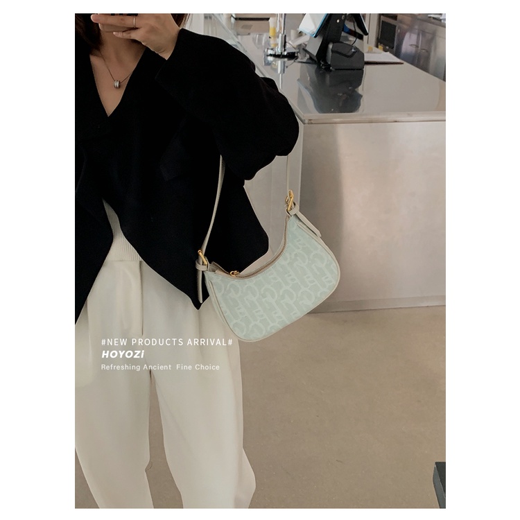 Túi Xách Đeo Dưới Cánh Tay Chất Liệu Denim Thêu Họa Tiết Kiểu Retro