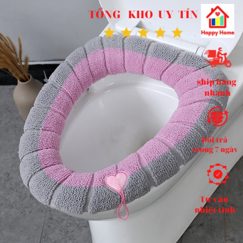 Miếng thảm đệm lót bồn cầu vệ sinh hình tròn tiện dụng Happy Home