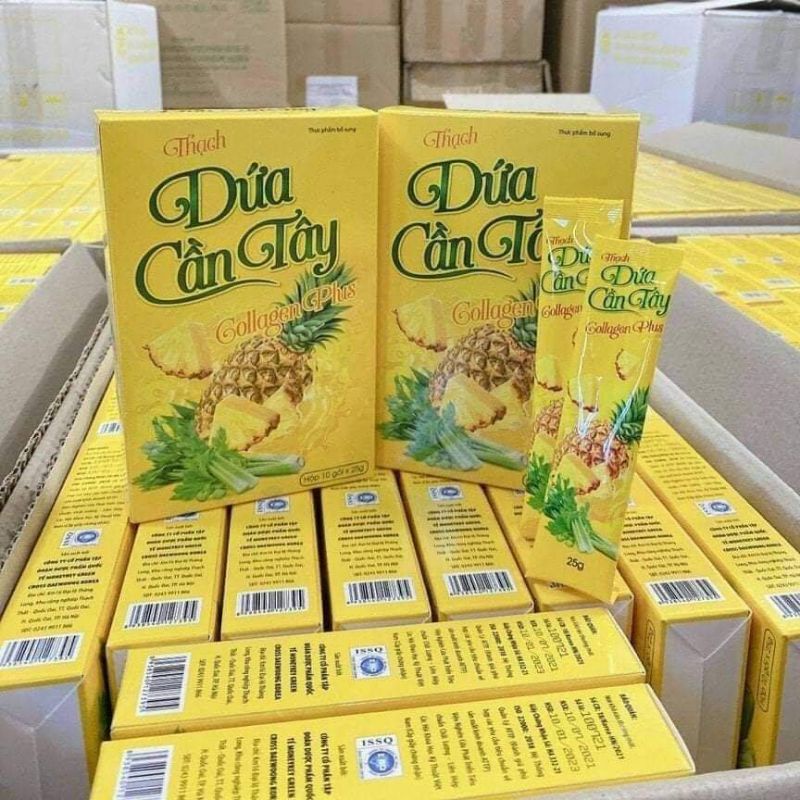 Combo 3 hộp Thạch dứa cần Tây Collagen Giảm cân, Đẹp da