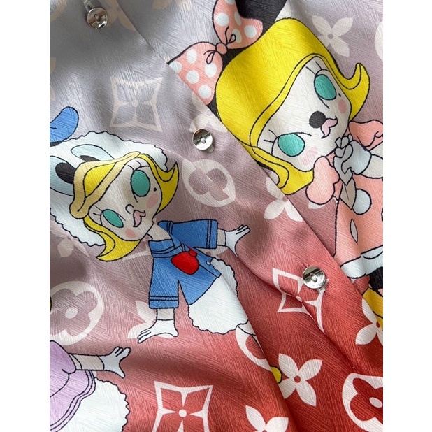 [ Hàng sẵn] pijama lụa xước cao cấp Quảng Châu hoạt hình (from gọn)