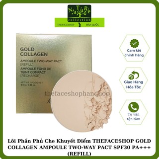 Lõi phấn phủ trang điểm dưỡng da chống nắng Gold Collagen Ampoule Two Way Pact The Face Shop fmgt 9.5g SPF30+PA+++