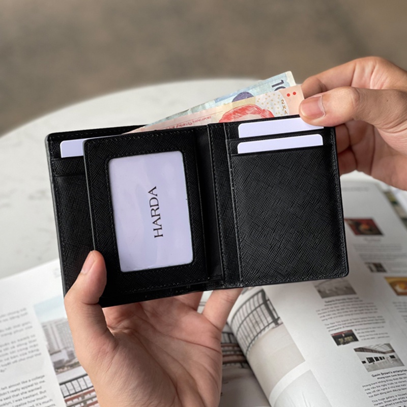 Ví da bóp da Harda form đứng kèm lá chất liệu da Saffiano cao cấp