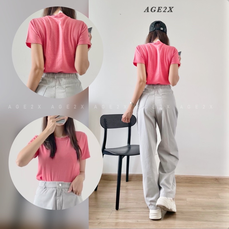 Áo Thun Trơn Tone Hồng Quốc Dân chính hãng AGE2X