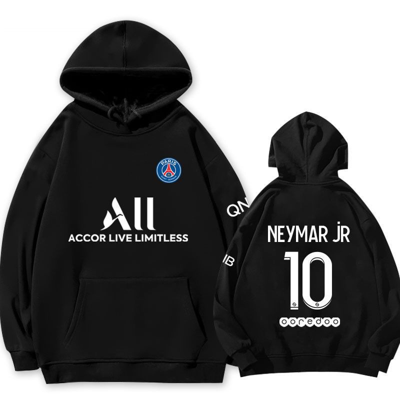 Áo Khoác Bóng Đá Có Mũ Trùm In Hình Saint Germain Messi Neymar Ramos 2021-22