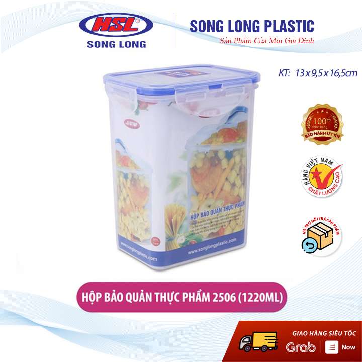 Hộp bảo quản thực phẩm dùng được trong lò vi sóng- 4 lock- các cỡ -chữ nhật, tròn Song Long
