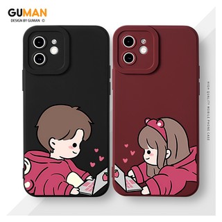 Ốp lưng GUMAN silicon mềm chống bẩn viền vuông độc lạ nam nữ đen hoạt hình cặp đôi dễ thương đẹp cho iPhone 17 16 15 14 13 12 11 Pro Max SE 2020 X XR XS 8 7 ip 6S 6 Plus kute XY