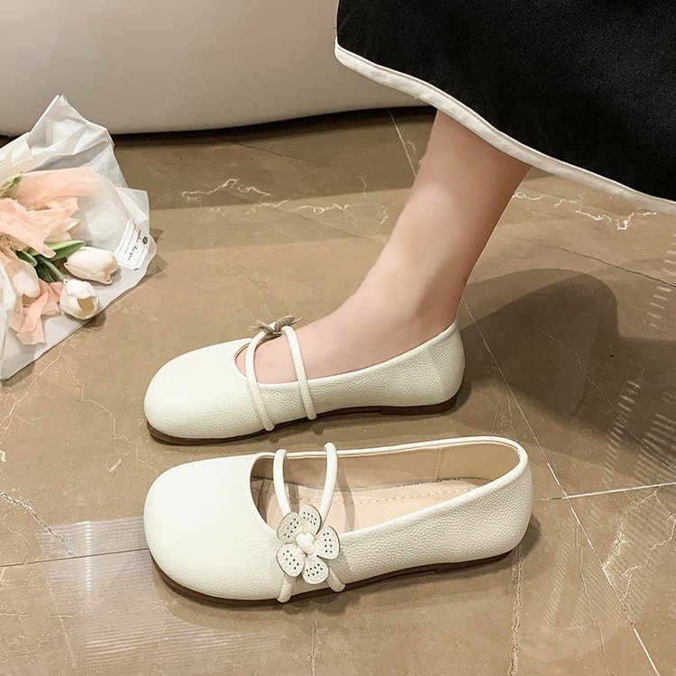 Giày búp bê bệt nữ đế cao su da mềm mũi tròn phối hoa độc đáo phong cách nữ tính, nhẹ nhàng - G69